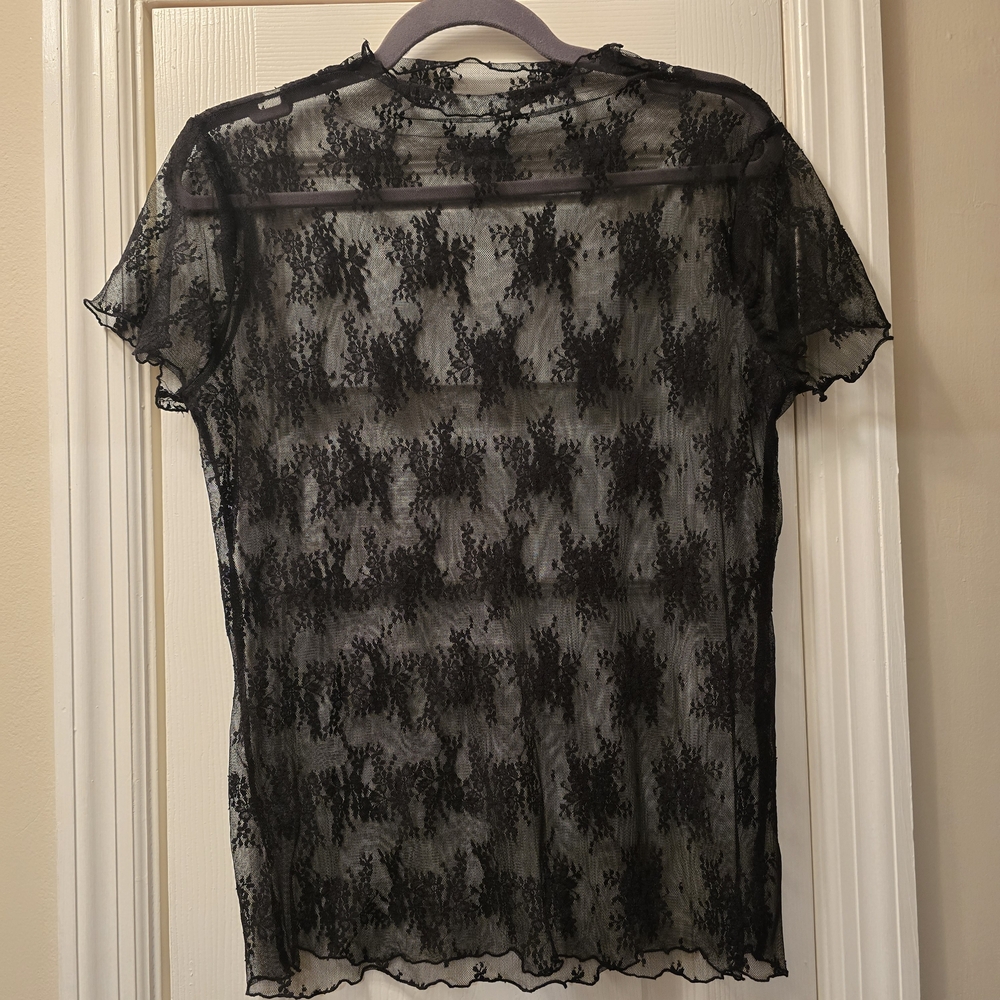 Black Lace Sheer Top